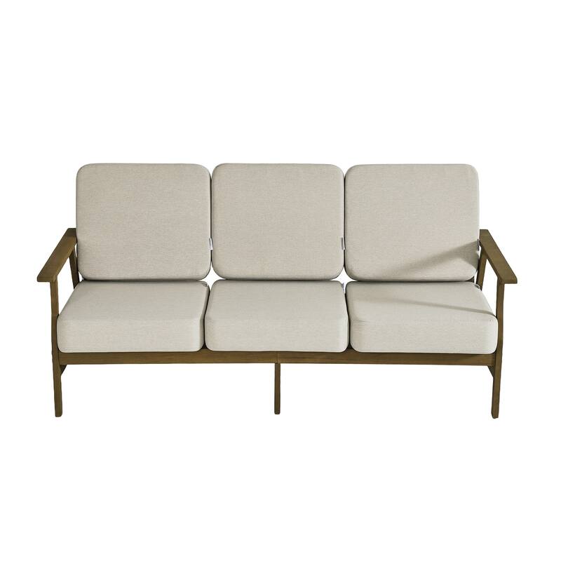 Teak Frame Outdoor Loveseat Daybed with Water-Resistant Cushions.