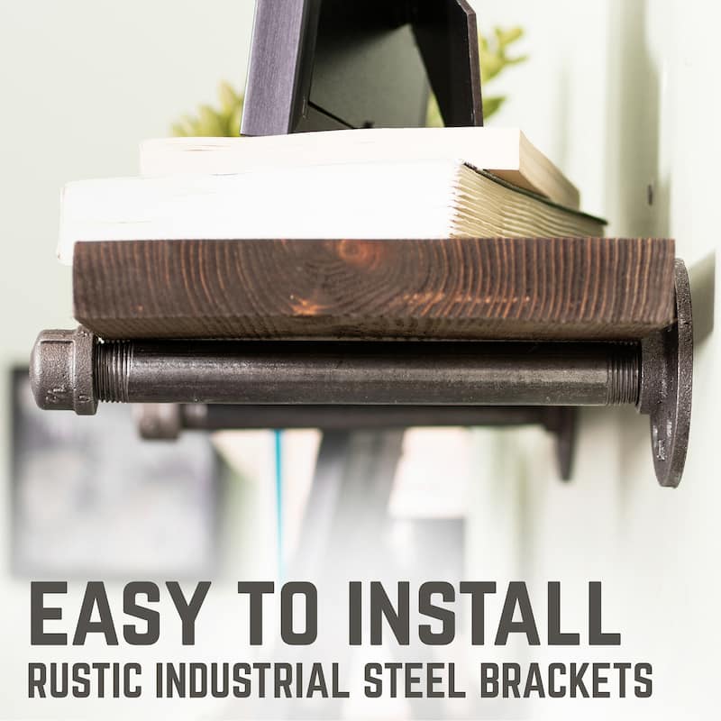 Restore Wood 24 in. Wall Shelf Straight Steel Pipe Brackets, Set of 2