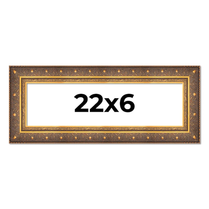 22x6 Frame Vintage Gold Solid Wood Picture Frame | 2.5 Inch Moulding