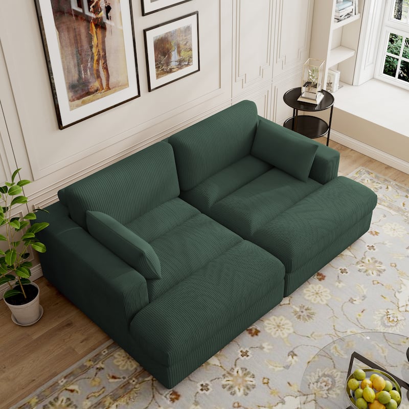 Modern Corduroy Modular Sectional Sofa Chaise Couch Bed