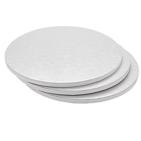 3 Pack 14 Inch White Round Cake Drums Boards for Baking, Desserts, Wedding Decor