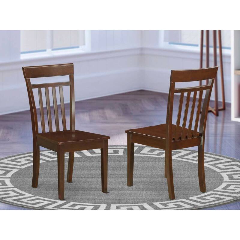Slatted Back Dining Chair - Solid Wood Seat with Comfortable Kitchen Dinette Design - 17