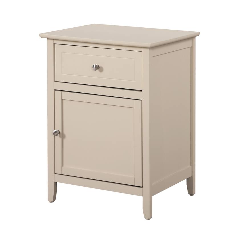 1-Drawer Beige Nightstand with Modern Classic Design and Storage, 25 Inch Versatile Bedroom Side Table