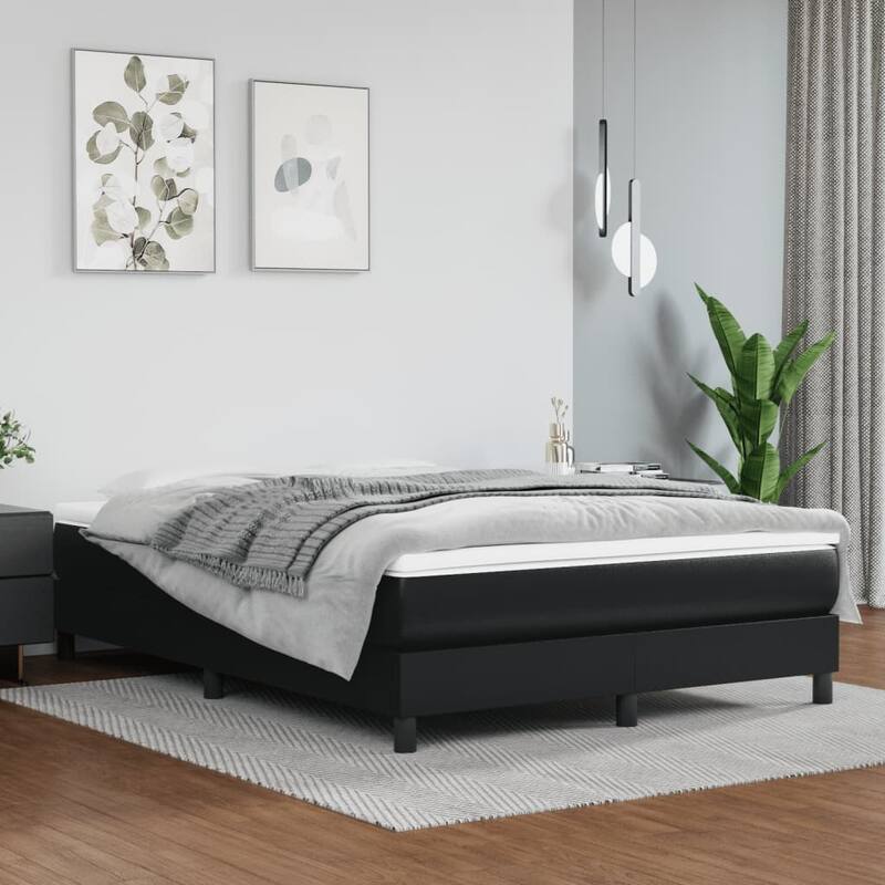 vidaXL Bed Frame Box Spring Bed Base with Mattress for Bedroom Faux Leather