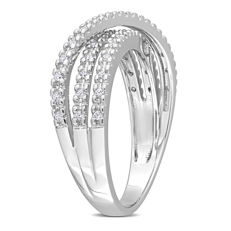 Miadora 3/8ct TGW White Cubic Zirconia Multirow Crossover Ring in Sterling Silver