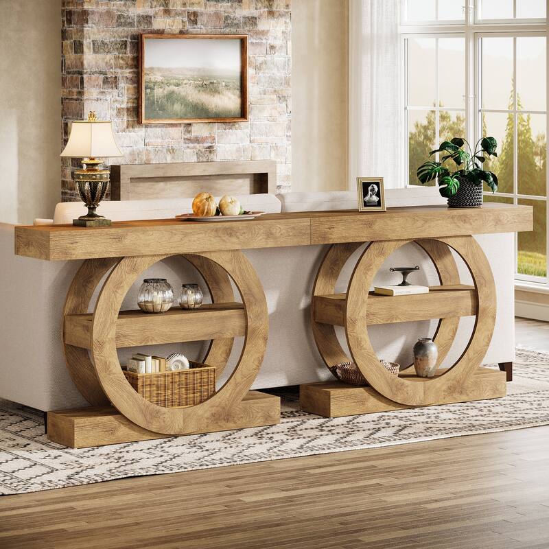41.3" Farmhouse Console Table, 3-Tier Sofa Table