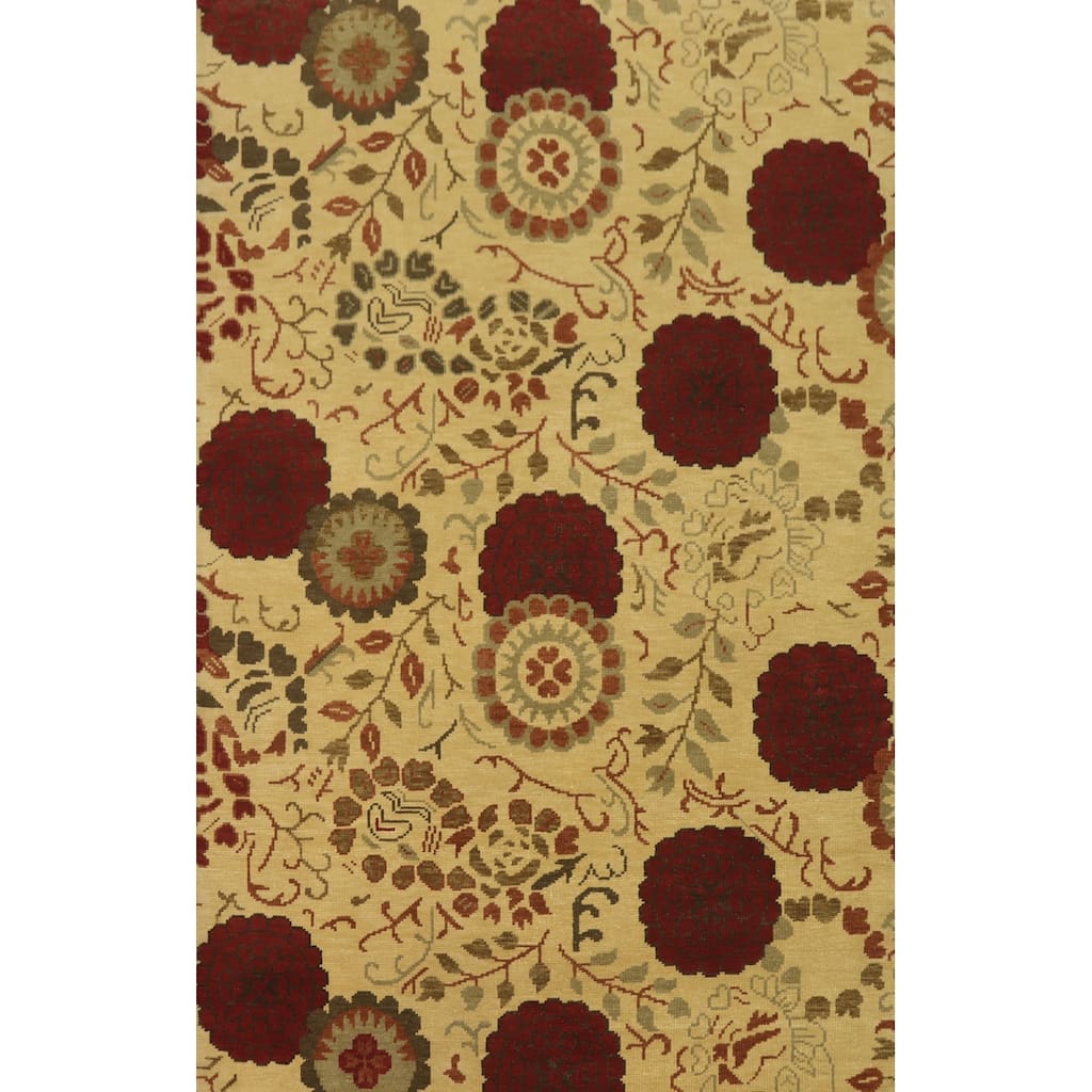 All-Over Floral Indian Area Rug 7x10 - 9' 11'' X 6' 6''