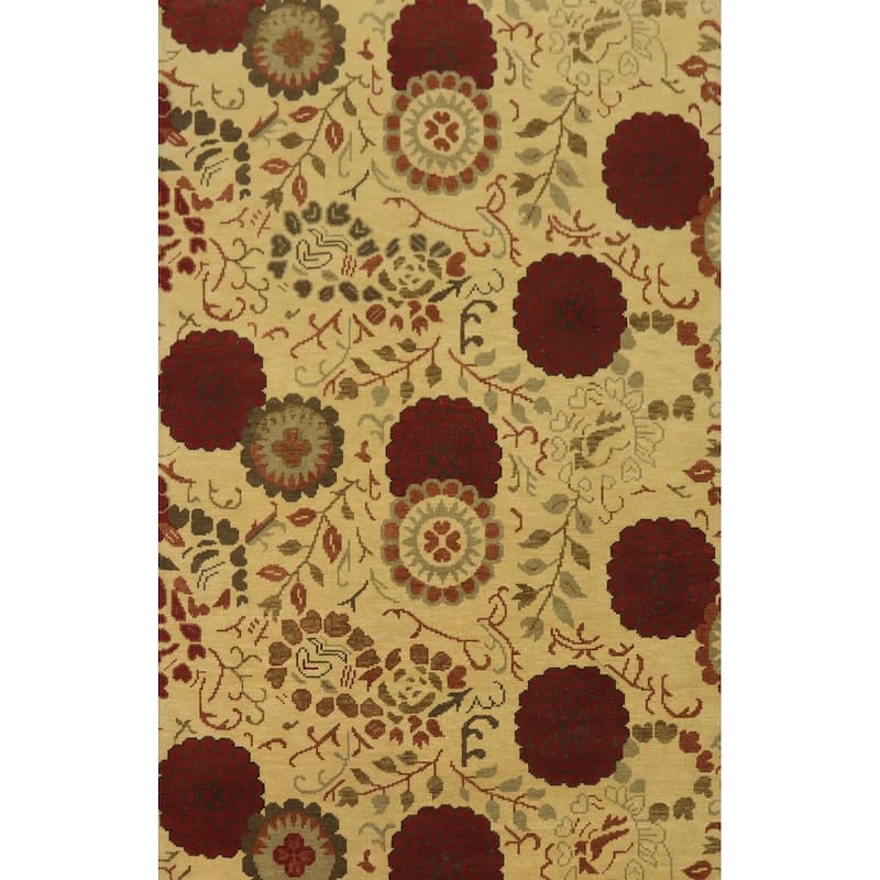 All-Over Floral Indian Area Rug 7x10 - 9' 11'' X 6' 6''