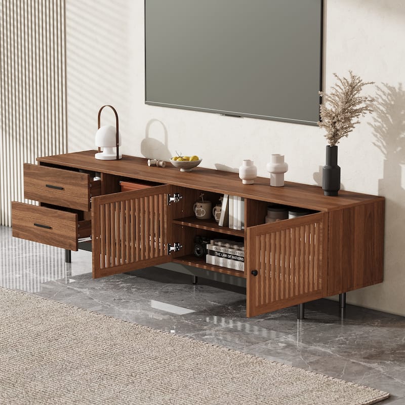 78 inch Modern TV Stand for TVs up to 85", Entertainment Center Media Console Cabinet with 2 Drawers