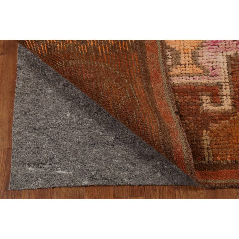 Brown Oushak Turkish Vintage Runner Rug Hand-Knotted Wool Carpet - 3'5"x 10'9"