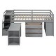 preview thumbnail 4 of 49, Twin Size Loft Bed with Retractable Desk, Storage Drawers, Shelves, and Stairs, Solid Wood, Space-Saving Design