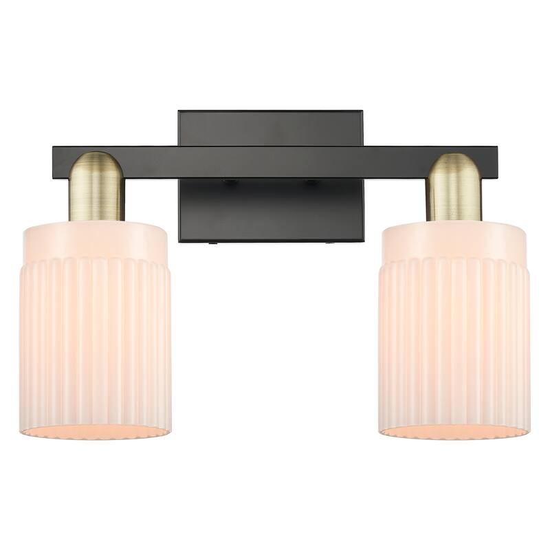 Innovations Lighting Endless Possibilities Arcadia - Hadley - 2 Light 16" Bath Vanity Light - Matte White/Black Antique Brass