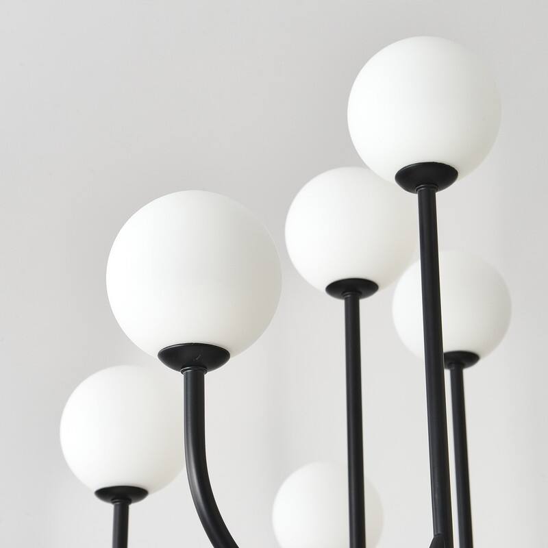 Sputnik Chandelier 16 Lights Black Mid Century Modern Ceiling Pendant Light with Glass Globe Shades - 36.6 in