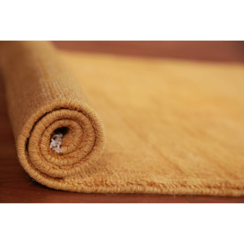 Yellow Modern Gabbeh Oriental Accent Rug Handmade Wool Carpet - 2'7" x 3'11"