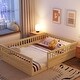 preview thumbnail 3 of 8, Natural Full Size Pine Floor Bed Frame with Fence