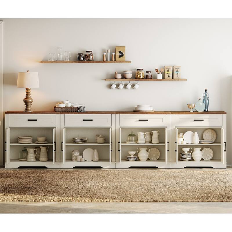 Farmhouse Entertainment Center with Storage Barn Door Cabinet for 50"-130" TVs