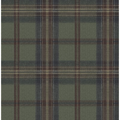 Harry & Grace Herringbone Plaid Premium Matte Non-Woven Peel and Stick Wallpaper