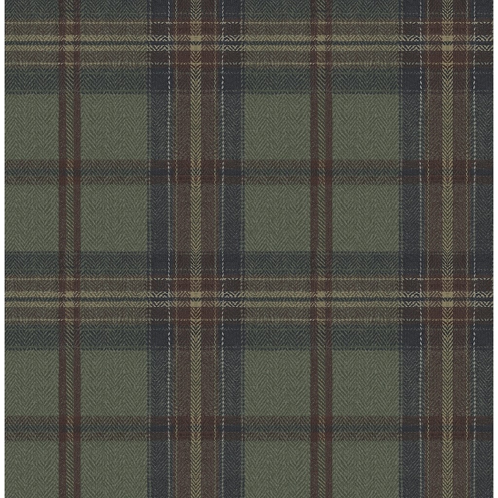 Harry & Grace Herringbone Plaid Premium Matte Non-Woven Peel and Stick Wallpaper