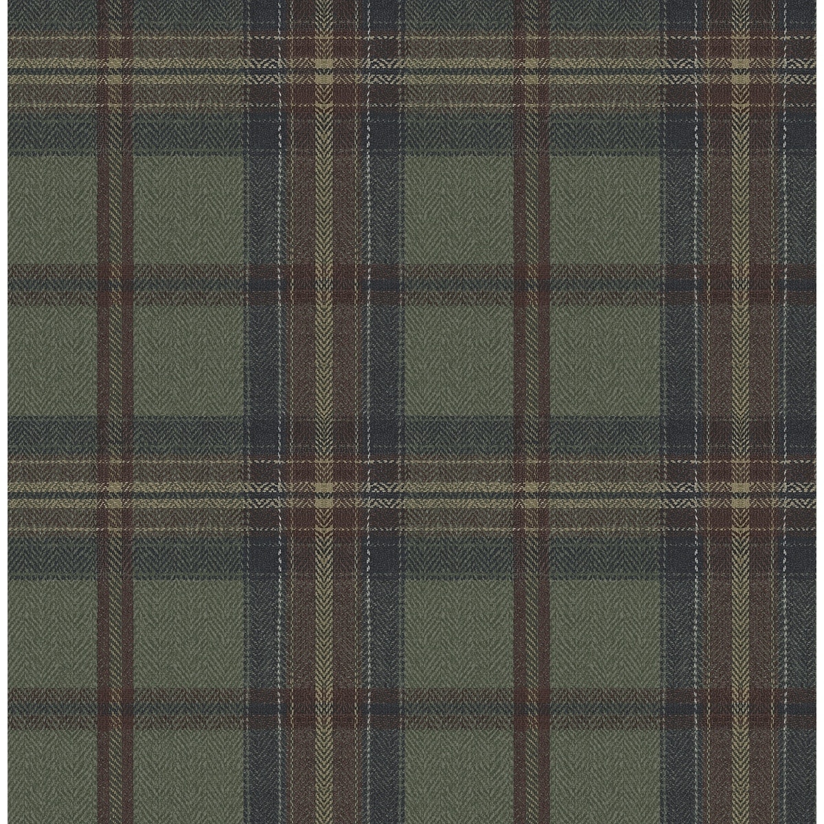 Harry & Grace Herringbone Plaid Premium Matte Non-Woven Peel and Stick Wallpaper