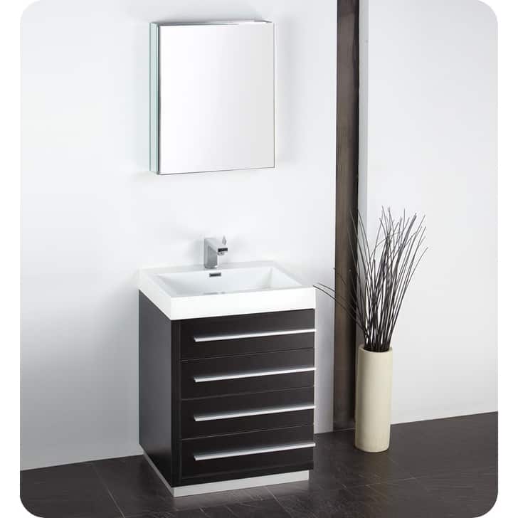 Fresca Livello 23-3/8" MDF Vanity With Mirrored Medicine Cabinet,