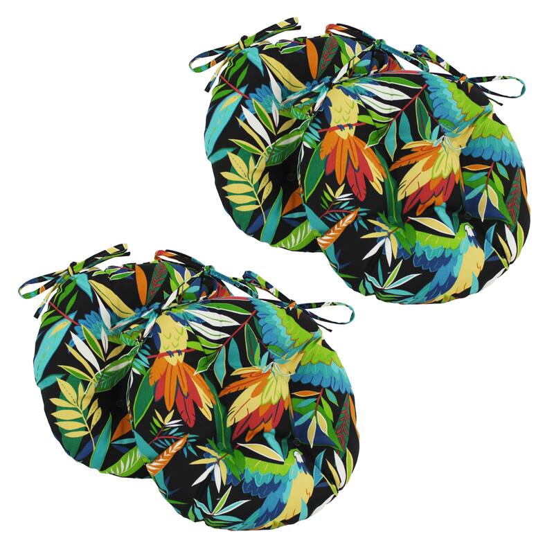 16-inch Round Tufted Indoor/Outdoor Chair Cushions (Set of 4) - 16" - Tucuman Ebony