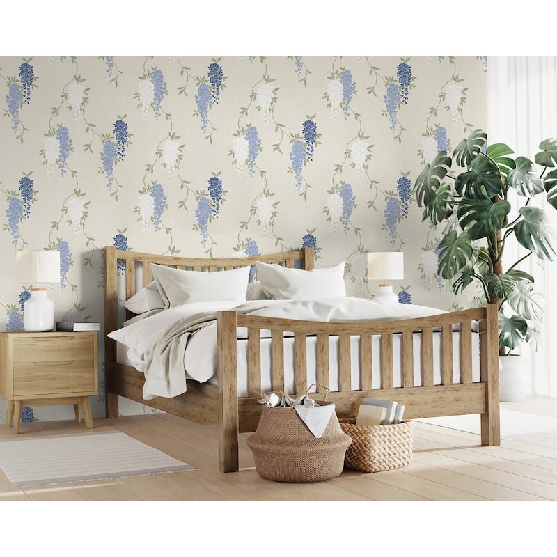 Fine Decor Aisla Blue Wisteria Wallpaper