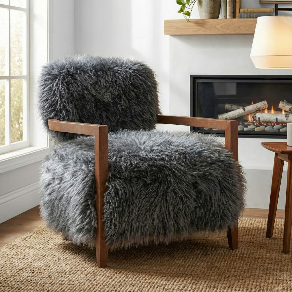 Furniture of America Lumir Modern 28-inch Faux Fur Accent Arm Chair