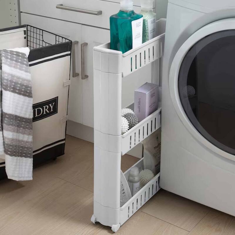 Multi-Purpose Slim Rolling Cart - 3-Tier Utility Organizer - 28.5" H x 21.5" L x 5.1"W