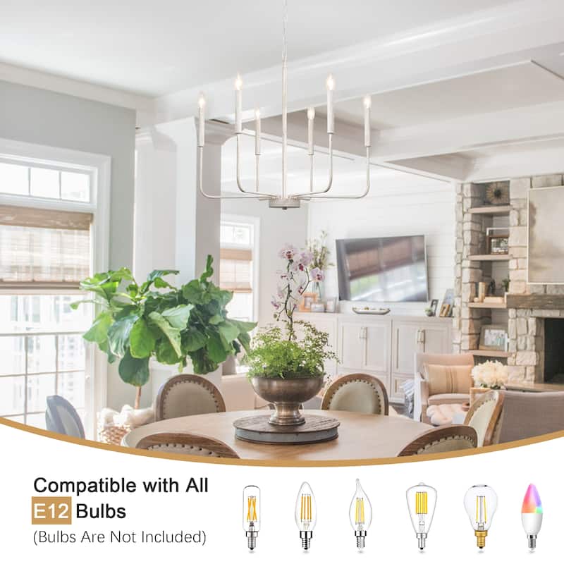 Modern 6-Light Candle Chandelier Classic Ceiling Light for Dining Room Kitchen Island - N/A