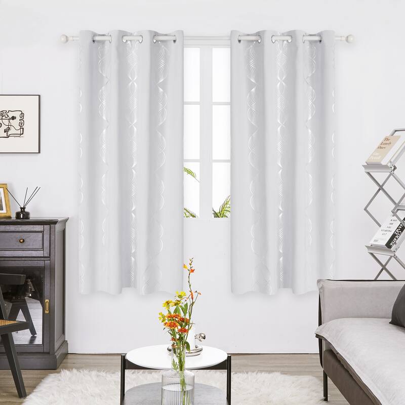 Deconovo Blackout Silver Wave Curtains(2 Panel)