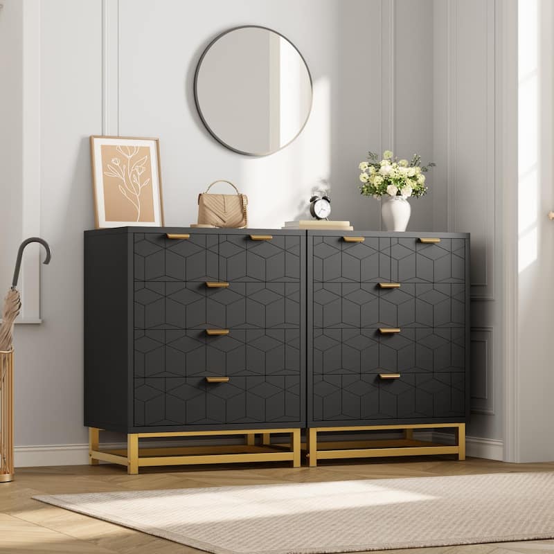 5 Drawer Dresser, Chest with Metal Base, Modern Organizer Cabinet for Bedroom, Living Room, Hallway