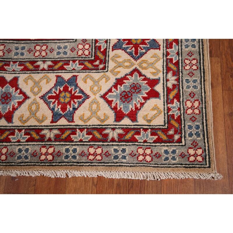Hand Knotted Oriental 100% Wool Carpet Traditional Geometric Peach Kazak Area Rug - 10' 1'' X 8' 5''