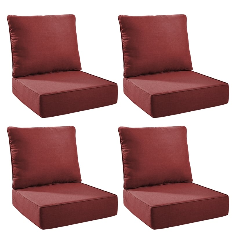 Pocassy 24"x24"x6" Thick Cushions Indoor/Outdoor Deep Seat Cushion - Red - 4 Set Cushion