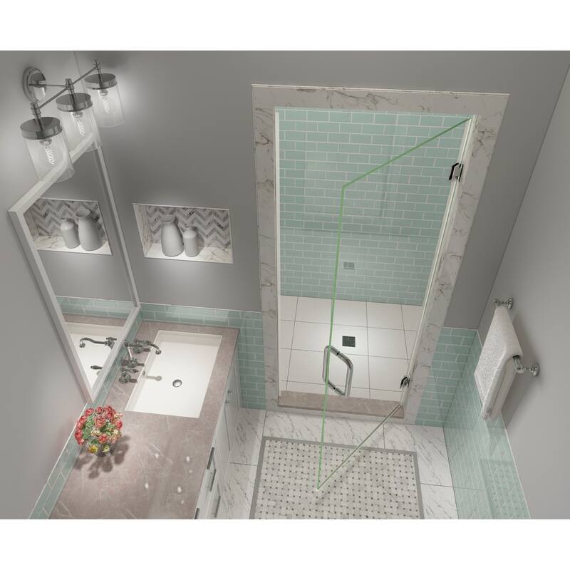 Kinkade XL 22.25 - 22.75 in x 80 in Frameless Hinged Shower Door with StarCast Clear Glass