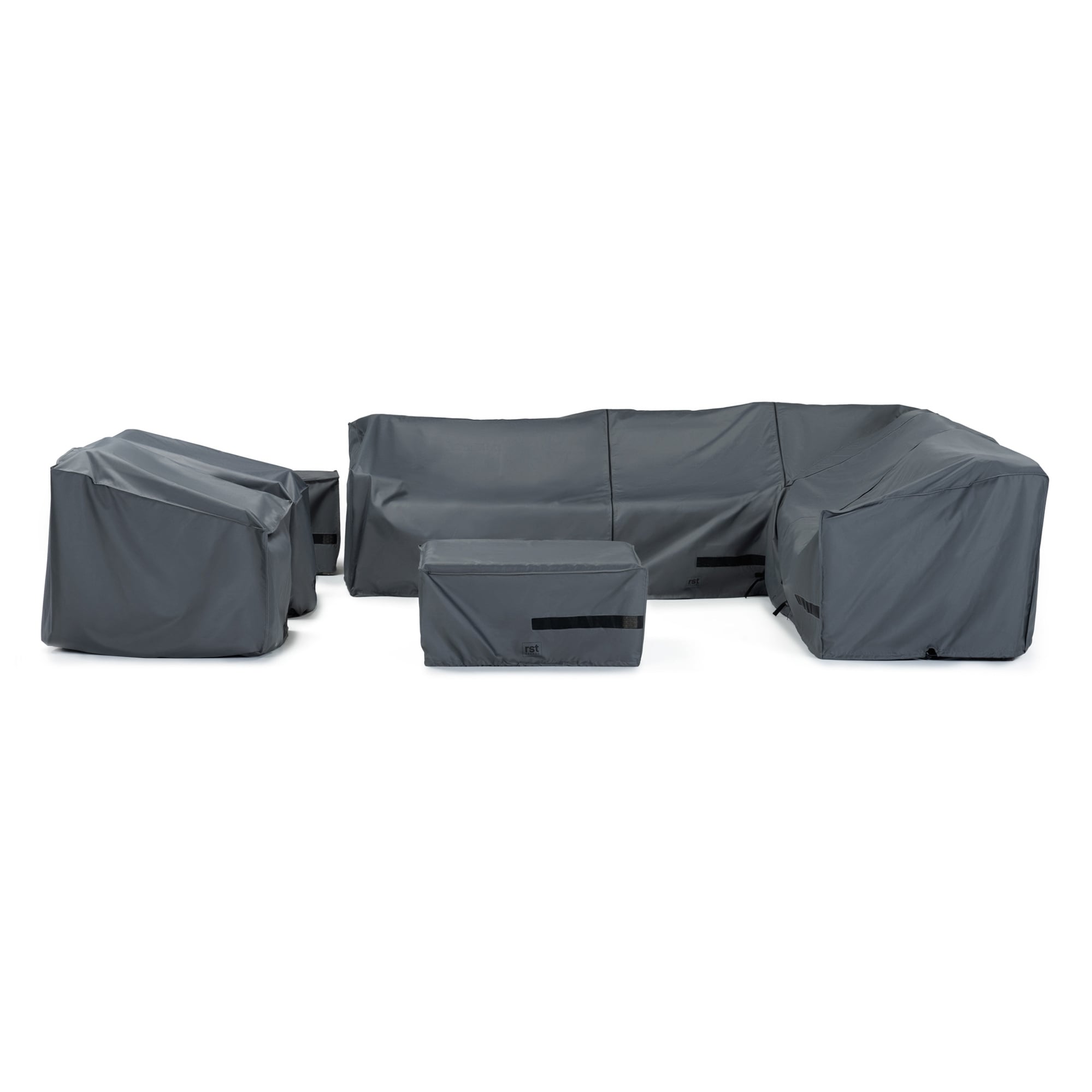 Cannes 9 Piece Polyester Outdoor Patio Sectional Deluxe Furniture Covers - Grey