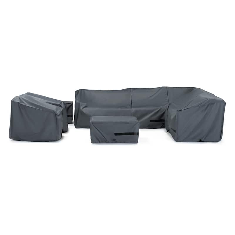 Cannes 9 Piece Polyester Outdoor Patio Sectional Deluxe Furniture Covers - Grey