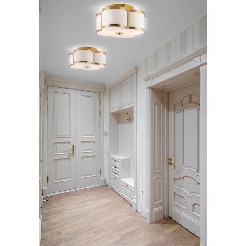 Frank Scalloped Shade Metal Classic Glam LED Flush Mount, by JONATHAN Y