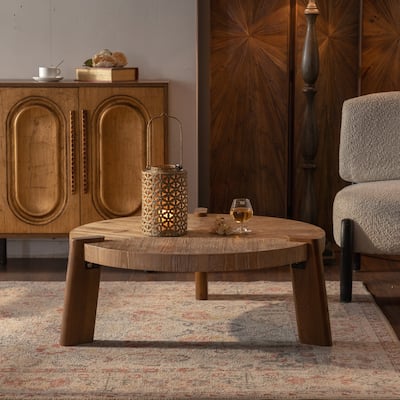 Versatile Rustic Wood Coffee Table for Various Rooms, Easy Assembly