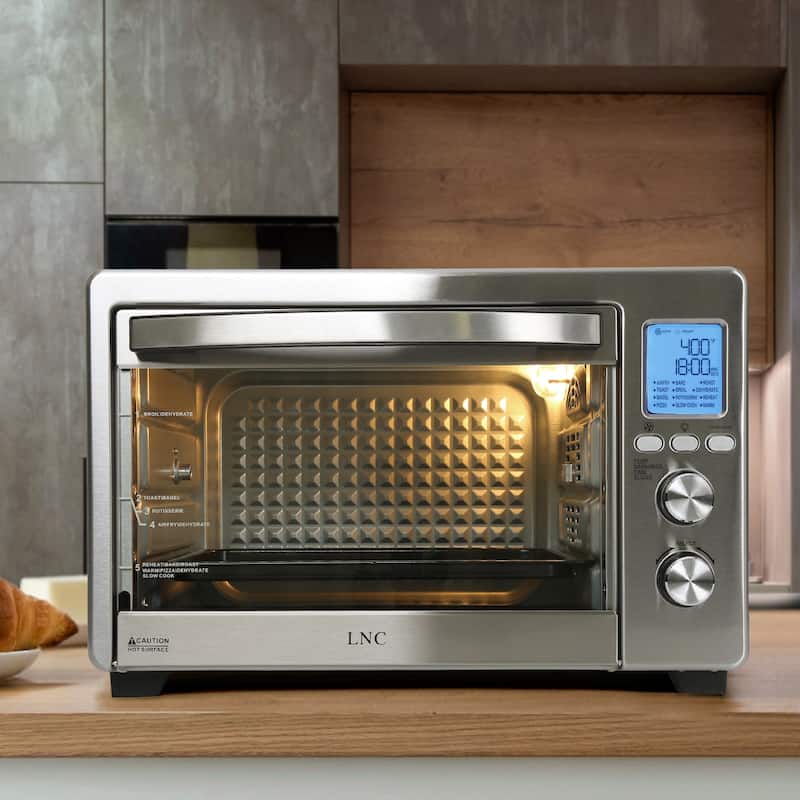 LNC 12-In-1 Large 34QT Countertop Toaster Oven Convection Rotisserie Air Fryer - 19.5" L x 15" W x 12.5" H