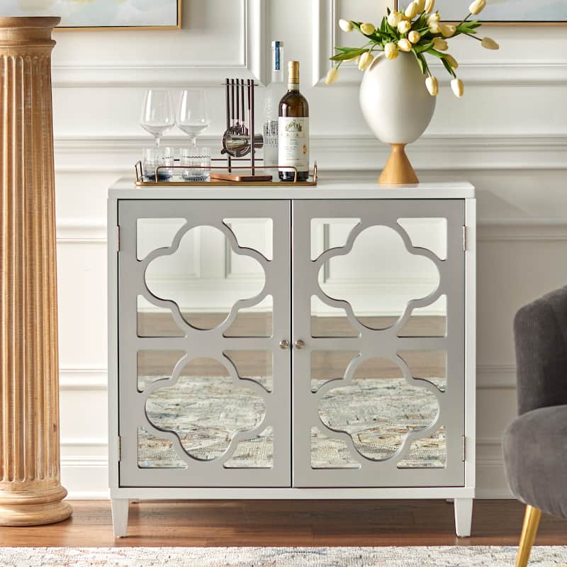 Lifestorey Broadway Mirrored Double Door Cabinet - White/Silver