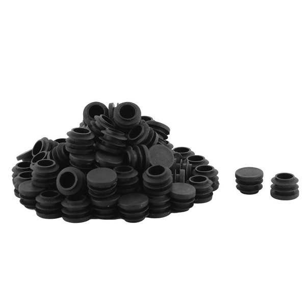 Plastic Round Shaped Table Desk Chair Floor Protector Tube Insert Black 80 Pcs
