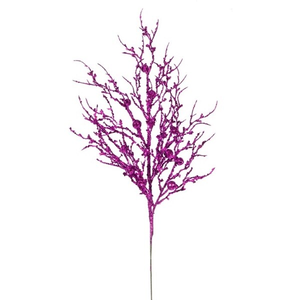 29" Decorative Pinkish Purple Sparkle Berry Twig Christmas Crafting Spray