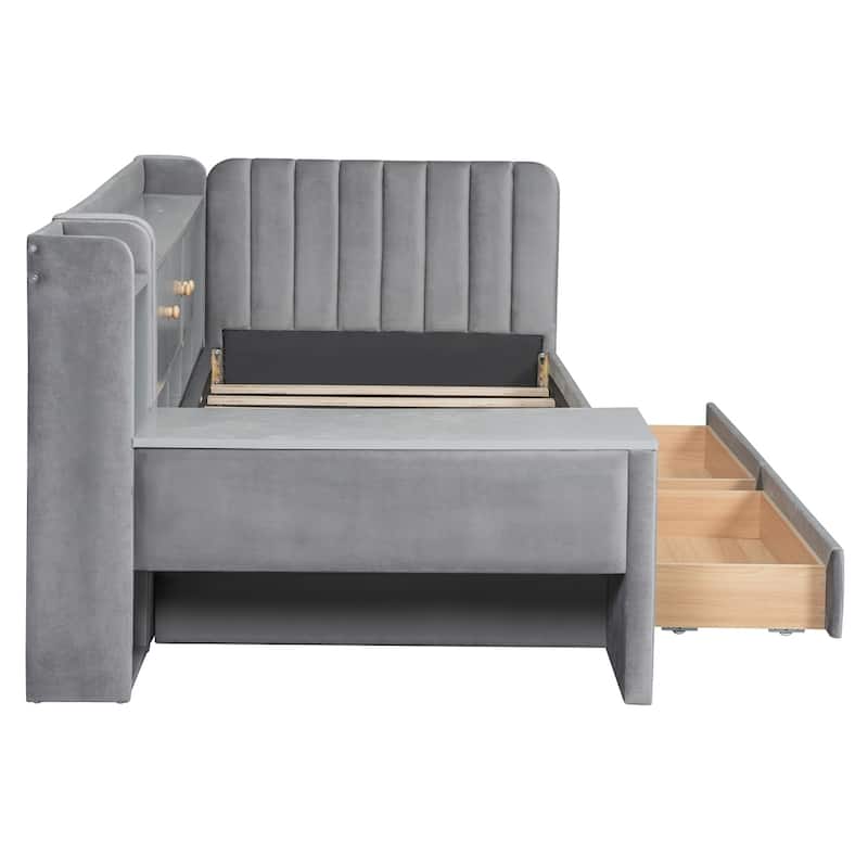 Twin Size Upholstered Daybed with Drawers