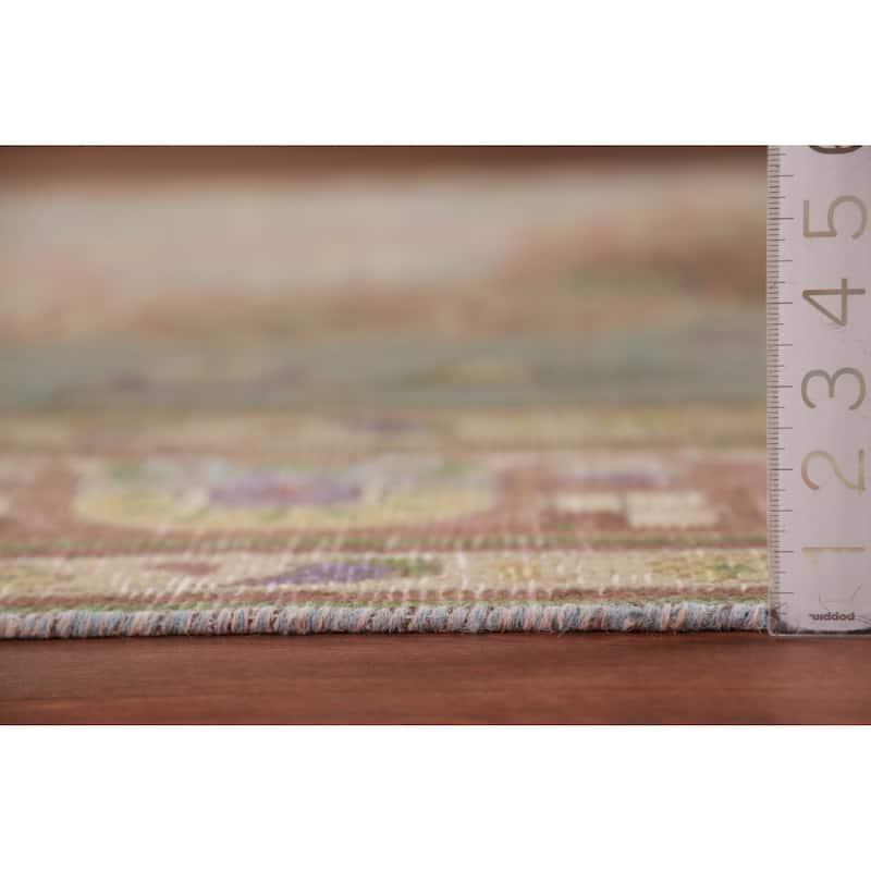 Light Blue Tabriz Persian Vintage Area Rug Hand-Knotted Wool Carpet - 7'7" x 10'9"
