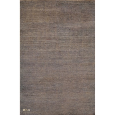 Modern Gabbeh Foyer Rug Handmade Grey Wool Carpet - 3'3"x 4'10"