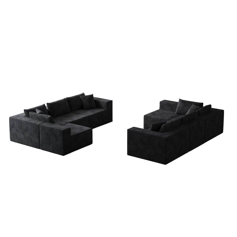 Luxury Floor Standing Couch Set Sectional Sofa Set Corduroy Upholstered Modular Sofa - Freely Combined Into Various Shapes