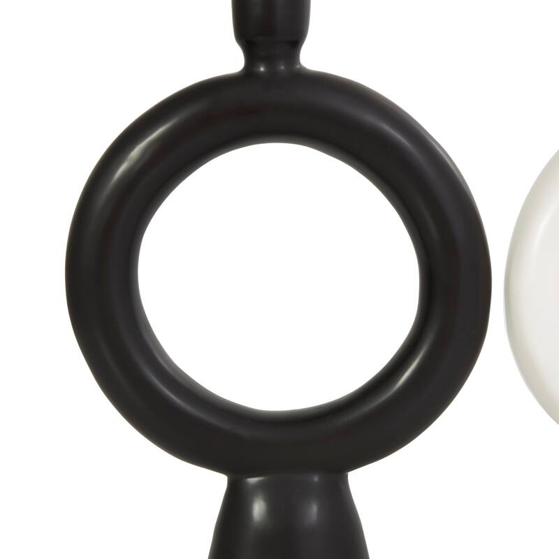CosmoLiving by Cosmopolitan Black Ceramic Ring Geometric Candle Holder (Set of 2)