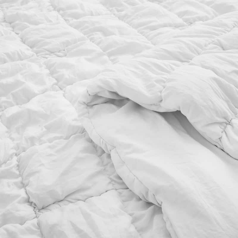 Puff Quilting Comforter Set with Pillowcases, Modern All Season Puffy Bedding Set