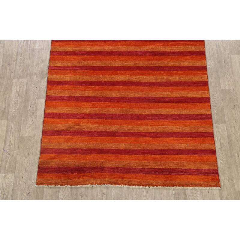 Modern Striped Gabbeh Kashkoli Oriental Area Rug Wool Hand-knotted - 5'5" x 7'8"