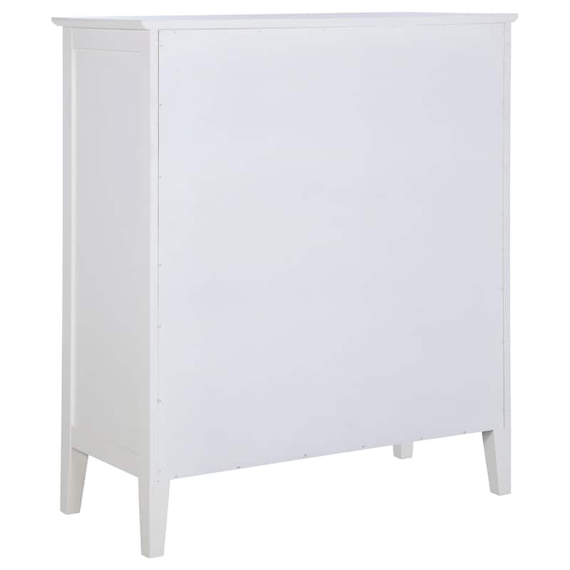 Heo Tall Dresser Chest, 8 Drawers, Rattan Woven Curved Front, White